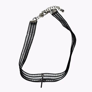 Elegant Black Lace Silver Tone Cross Choker Necklace Religious Spiritual Jewelry